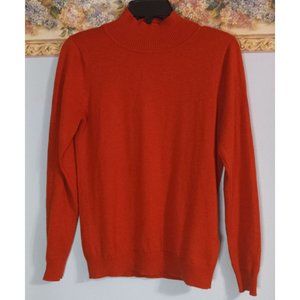 Fat Face 4 Orange Wool Cashmere Knit Comfort Mock Neck Classic Pullover Sweater